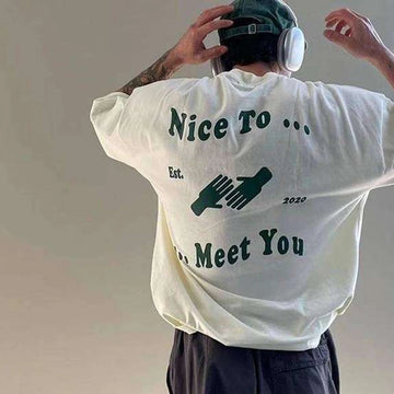 BONSIR  -  100% Cotton Retro Street Fashion Hip Hop Loose Short Sleeve T-Shirt 2025 Summer New Mens Daily Casual Y2k Graphic Print T-Shirt